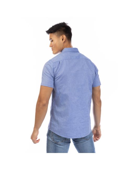 Peter Werth Blue Church Short Sleeve Plain Shirt for men