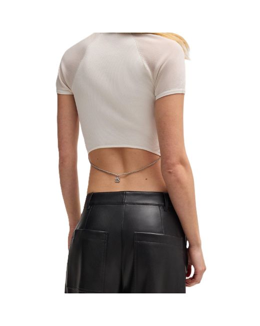 HUGO White Slevetta Knitted Top