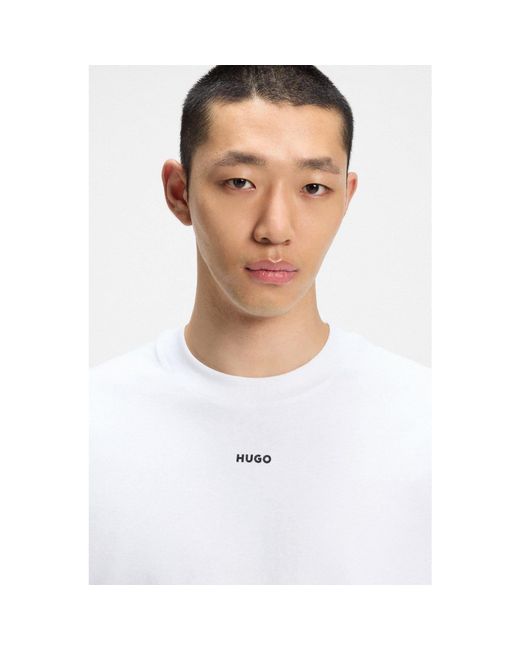HUGO White Dapolino Logo Print T-Shirt for men