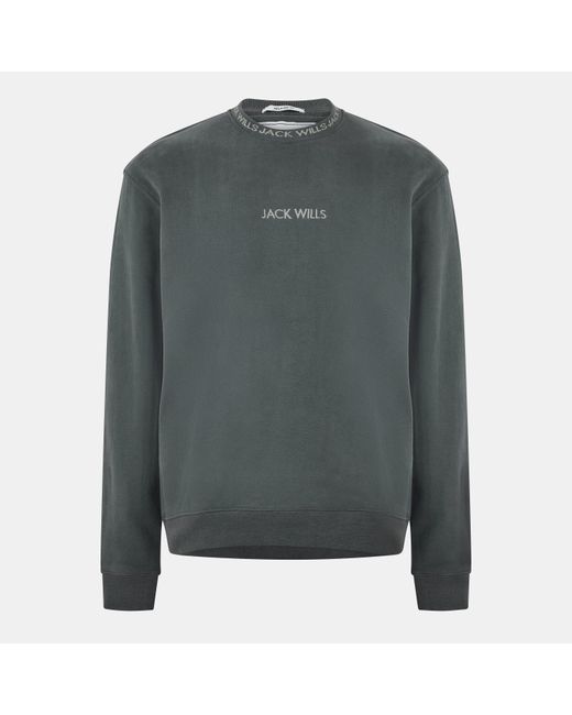 Jack Wills Green Jacquard Crew Sweatshirt for men