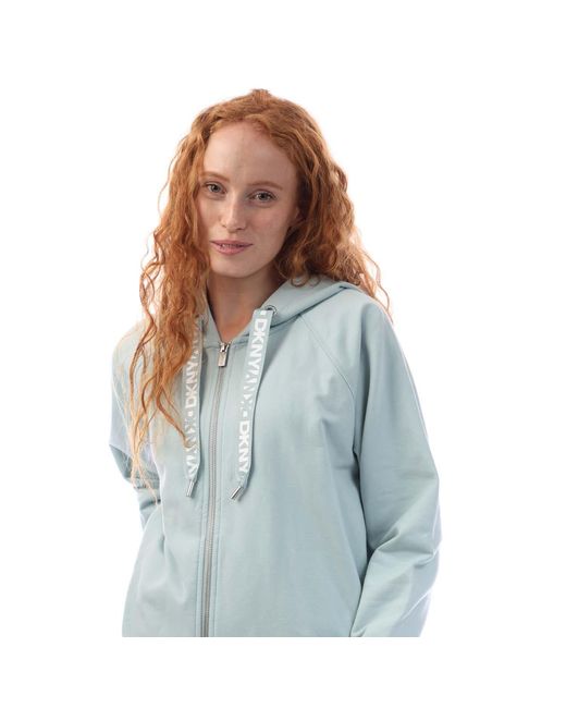 DKNY Blue Two Tone Logo Zip Sweat Jacket