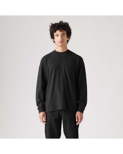 Levi's Black Authentic Pocket Long Sleeve T-Shirt for men
