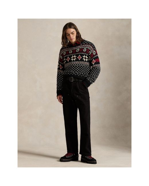 Polo Ralph Lauren Black Fairisle Cashmere Crew Neck Jumper for men