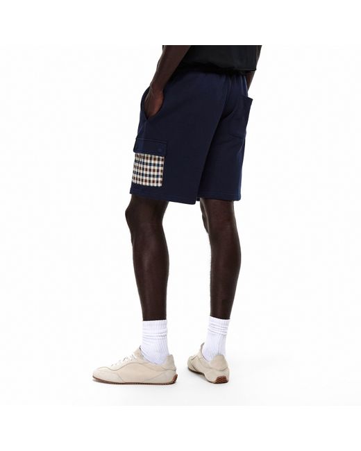 Aquascutum Blue Fleece Jogger Shorts for men