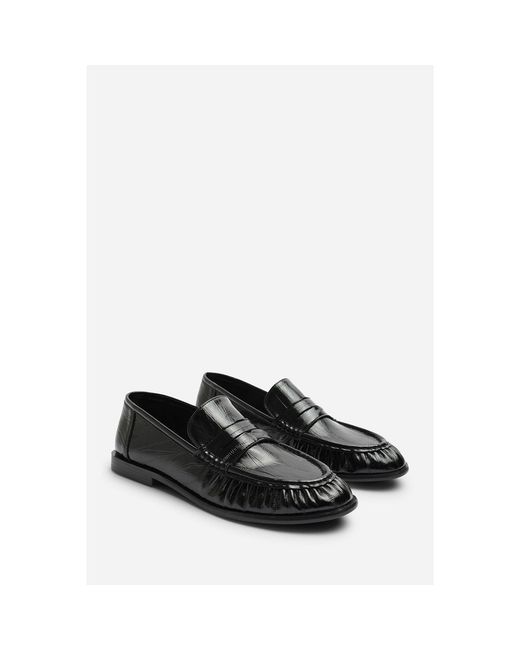 Where's That From Black Wheres Ruched Detail Flat Penny Loafers