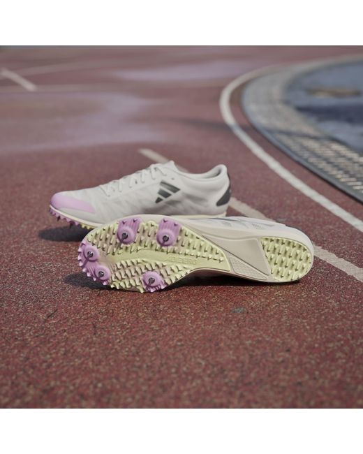 Adidas White Adizero Running Spikes for men