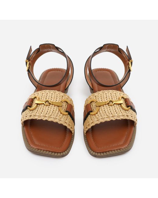 Where's That From Brown Pu Catelyn Straw Detail Stra
