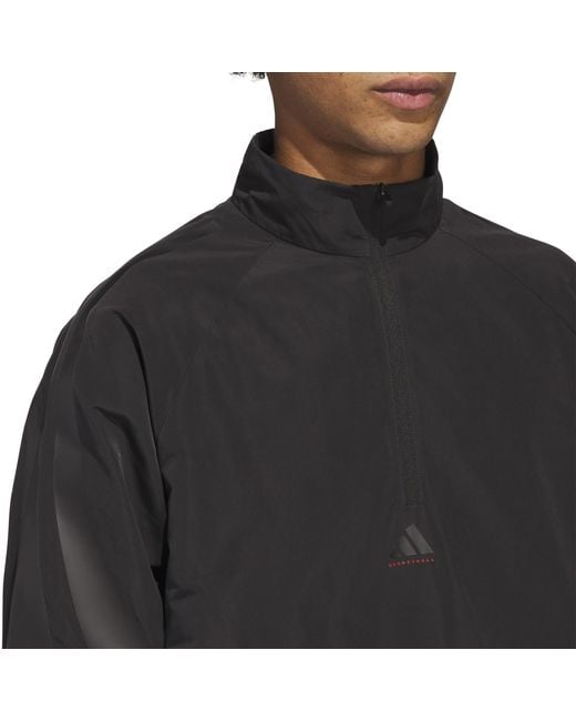 Adidas Black Basketball Half Zip Long Sleeve Windbreaker for men