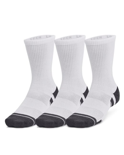 Under Armour White Ua Performance Tech 3-Pack Crew Socks