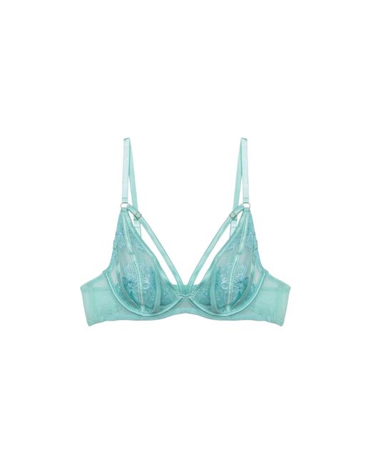 Playful Promises Green Valerie Embroidery & Mesh Plunge Bra