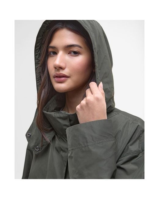 Barbour Gray Roxanna Showerproof Concealed Hood Long Sleeve Rain Anorak