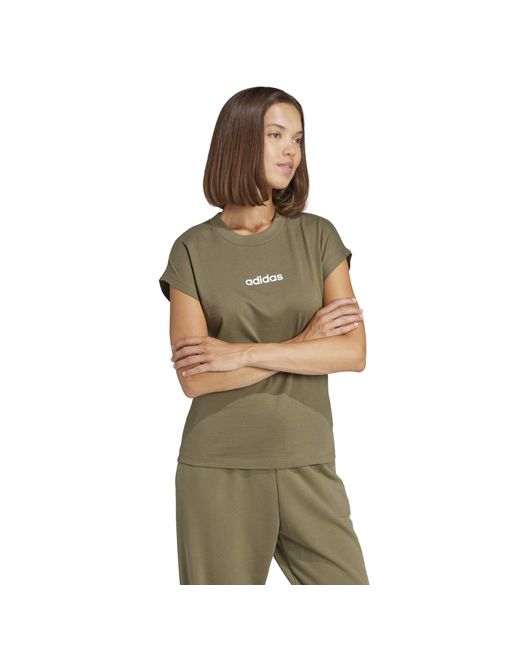 Adidas Green Essentials Linear Cotton T-Shirt