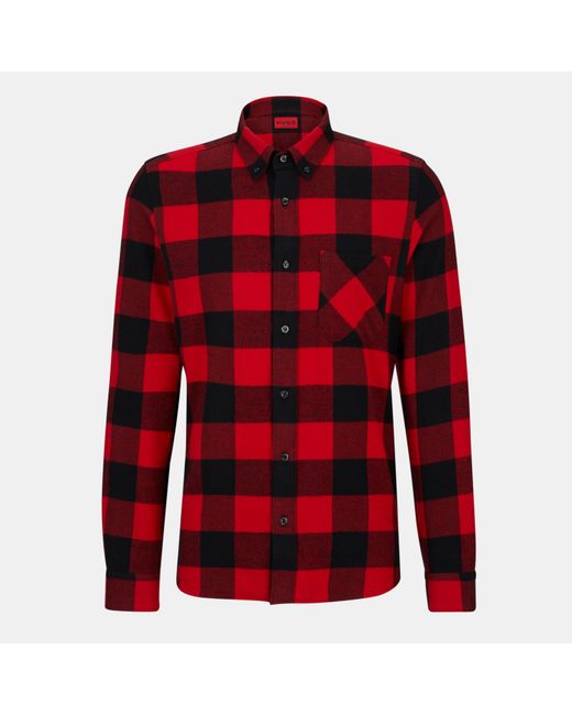 HUGO Red Ermann Long Sleeve Patterned Shirt for men