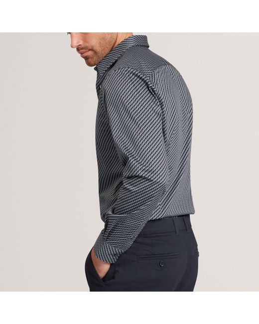 Ted Baker Blue Ls Slim Geo Long Sleeve Patterned Shirt for men