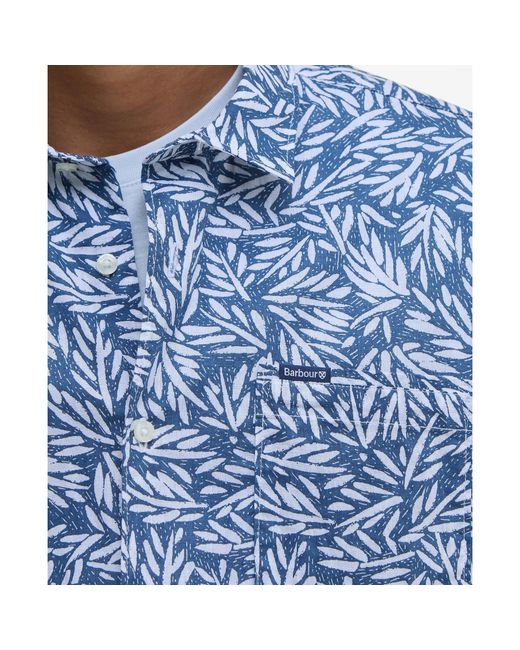 Barbour Blue Jackstone Short Sleeve Geometric Print Shirt for men
