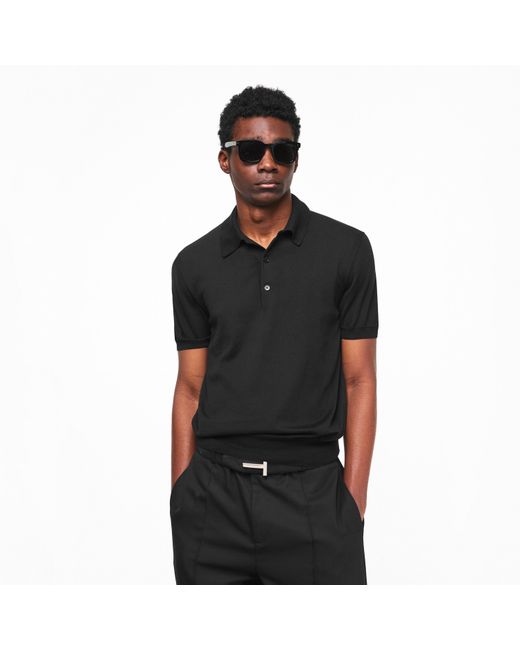 Tom Ford Black Tf Cotton Short Sleeve Polo Shirt for men