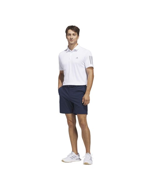 Adidas White 3 Stripe Polo Shirt for men