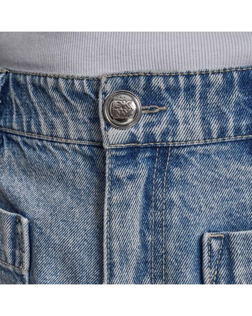 DKNY Blue Jeans High Rise A-Line Patch Pocket Short