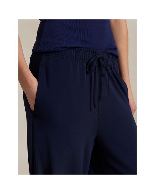 Polo Ralph Lauren Blue Stretch Jersey Wide Leg Trousers