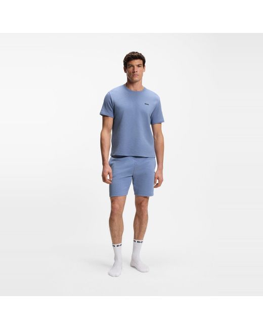 Boss Blue Bodywear Waffle T-Shirt With Structured Design for men