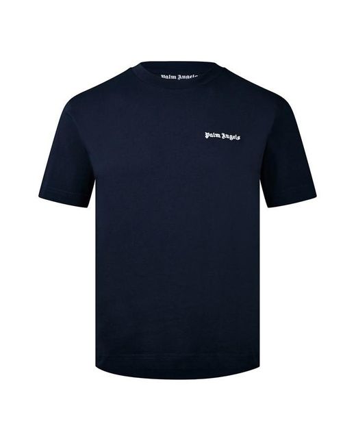Palm Angels Blue Palm Text Logo Tee Sn42 for men