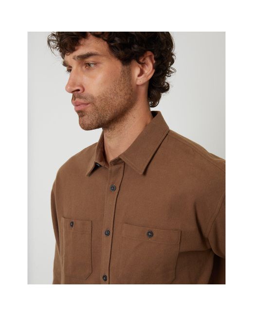 Threadbare Brown Tb Firfield Long Sleeve Patterned Shirt for men