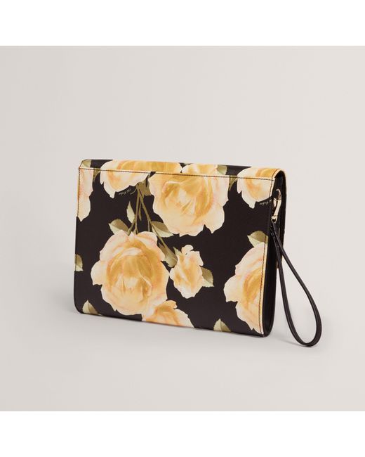 Ted Baker Metallic Rose Print Envelope Clutch Bag