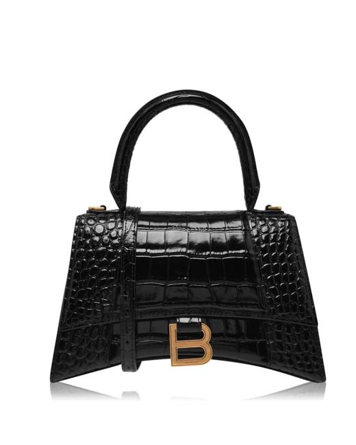 Balenciaga Black Hourglass Small Crocodile Handbag