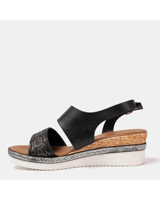 Firetrap Black Ella Ladies Back-Strap Wedge Sandals