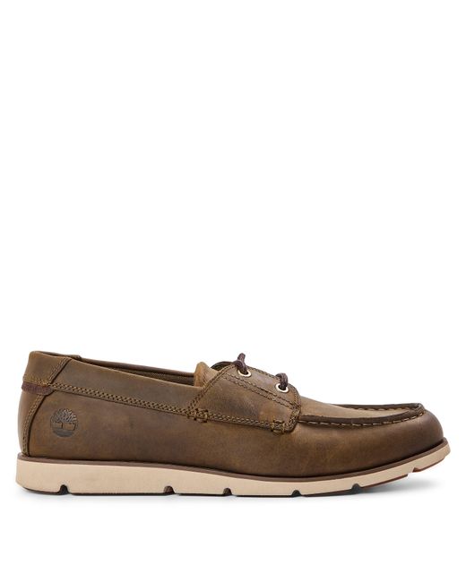 Timberland Brown Grafton Bay Lace Up Dark Boat Shoes for men
