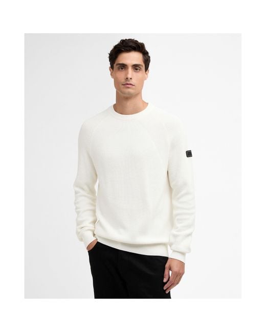 Barbour White Monmouth Crew Neck Jumper for men