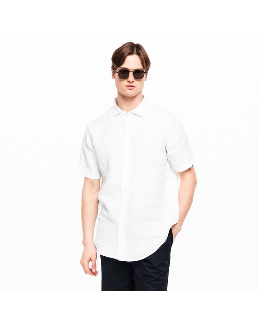 ARMANI EXCHANGE White Short Sleeve Oxford Shirt for men