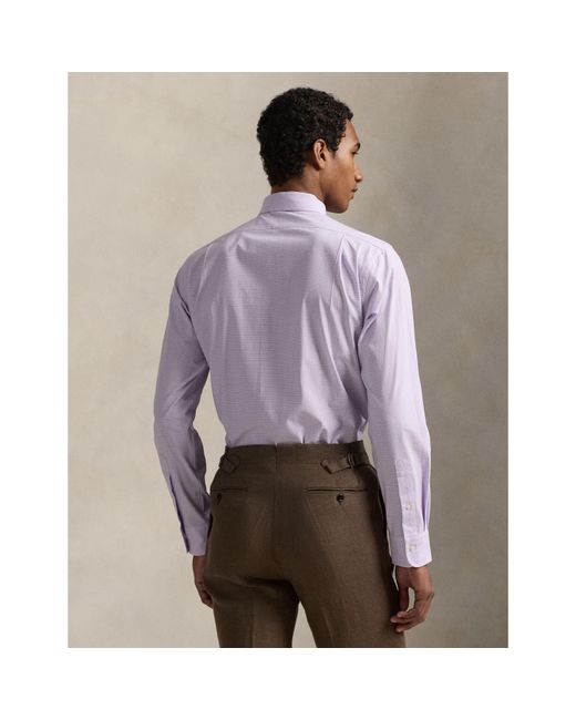 Polo Ralph Lauren Purple Poplin Check Long-Sleeve Patterned Shirt for men