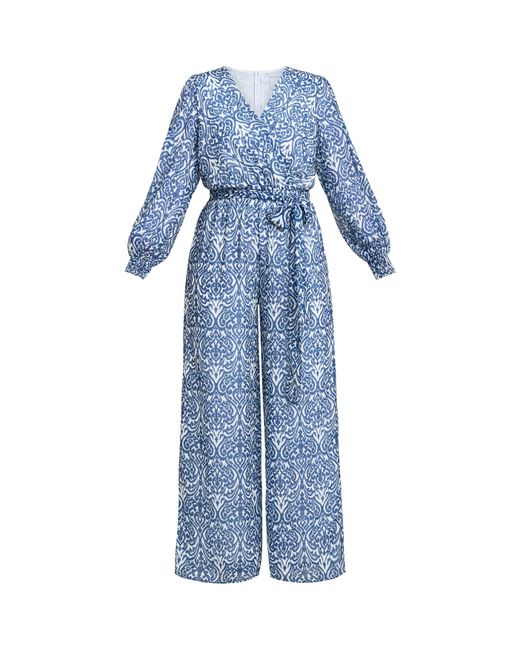 Gina Bacconi Blue Kourtney Chiffon Jumpsuit