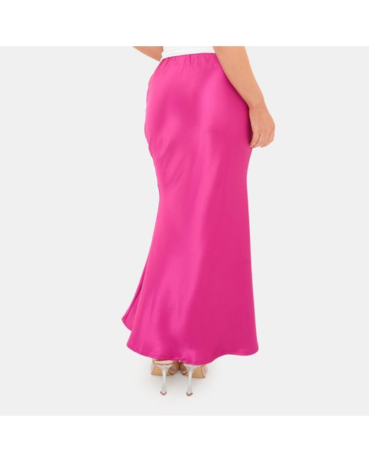 I Saw It First Pink Satin Bias Cut Maxi Skirt