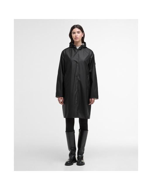 Barbour Black Recoleta Hooded Long Sleeve Knee Length Rain Anorak
