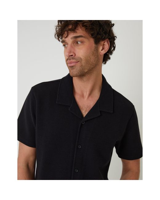 Threadbare Black Embley Short-Sleeve Patterned Shirt for men