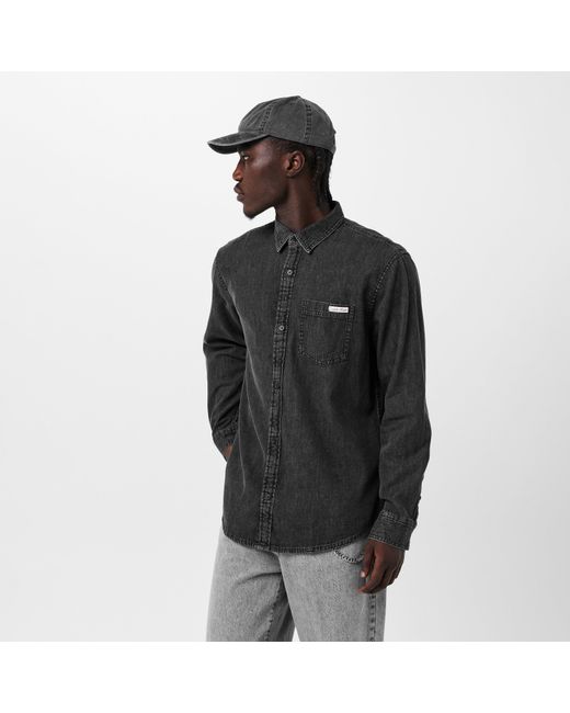 Calvin Klein Black Long Sleeve Denim Shirt for men