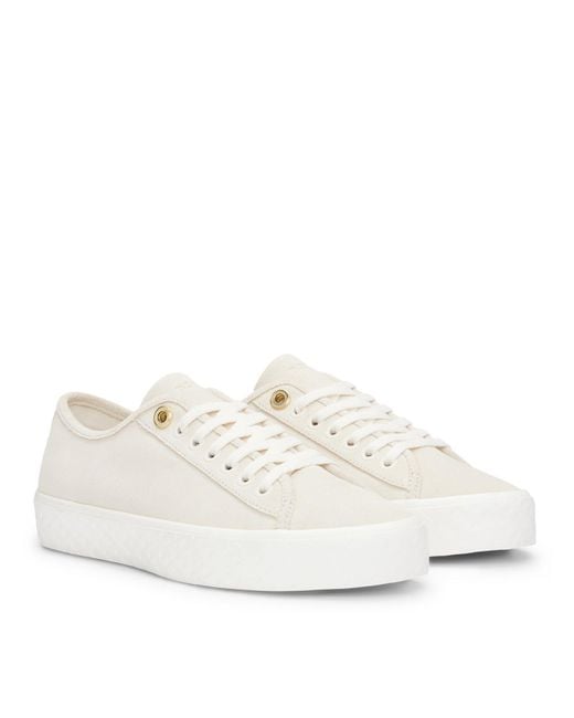 Boss White Aiden Tennis Shoes, Iconic Logo