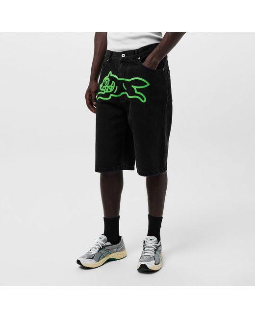 ICECREAM Green Denim Shorts for men