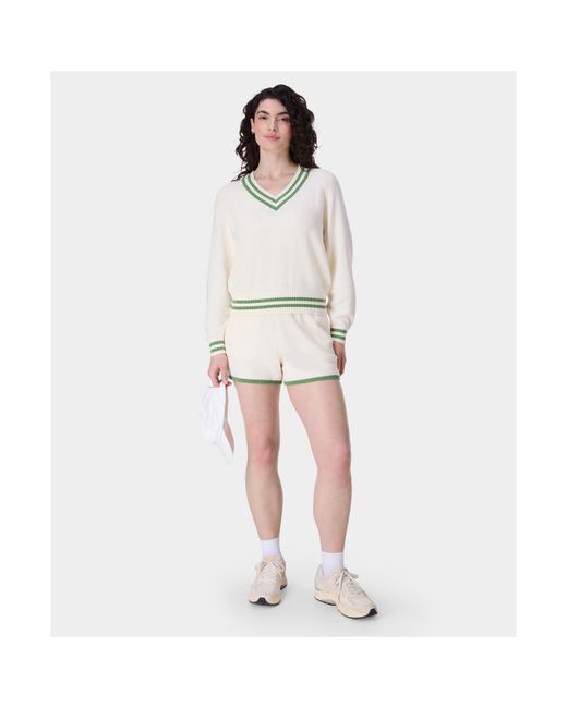 Sweaty Betty White Lightweight Knit Streamlined Fit Crew Neck Jumper