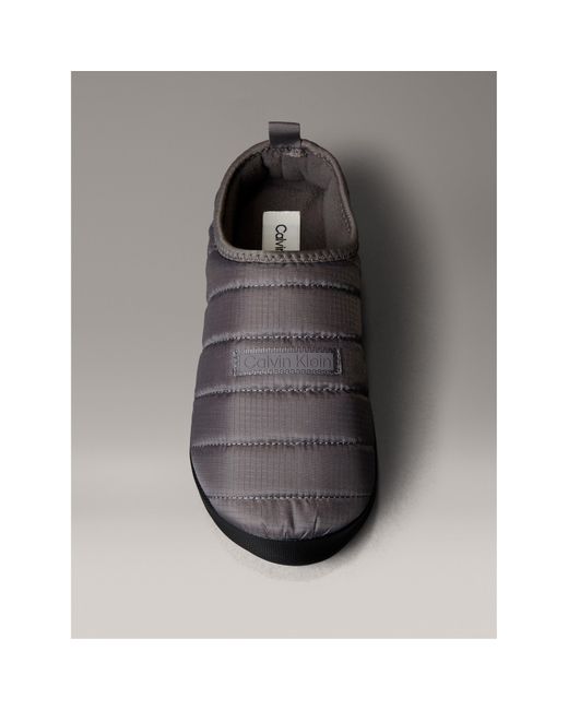 Calvin Klein Gray Puffer Moccasin Slippers for men