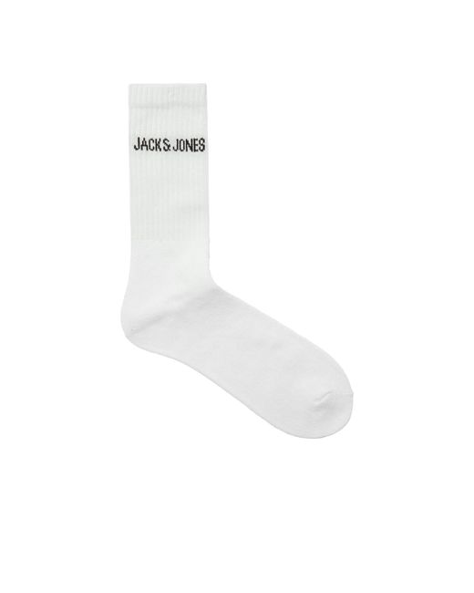 Jack & Jones White Regen 5 Pack Crew Socks for men