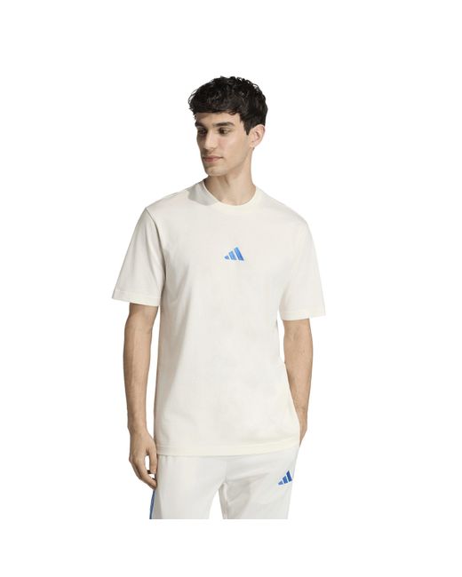 Adidas White Essentials Single Jersey Logo T-Shirt for men