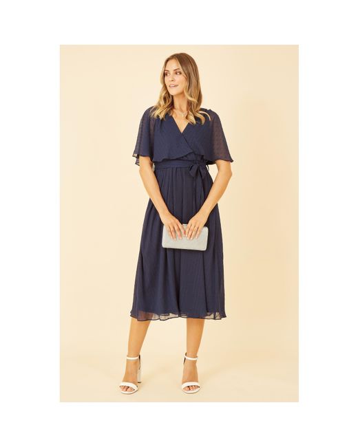 Yumi' Blue Wrap Midi Dress