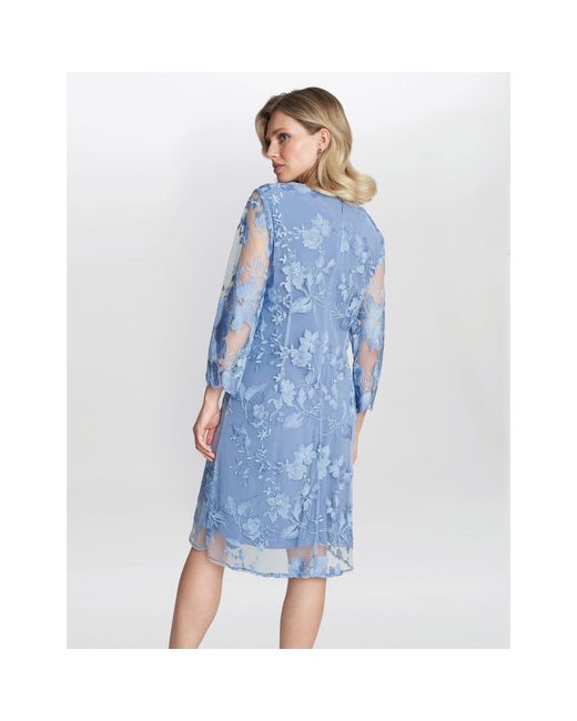 Gina Bacconi Blue Savoy Embroidered Lace Mock Jacket