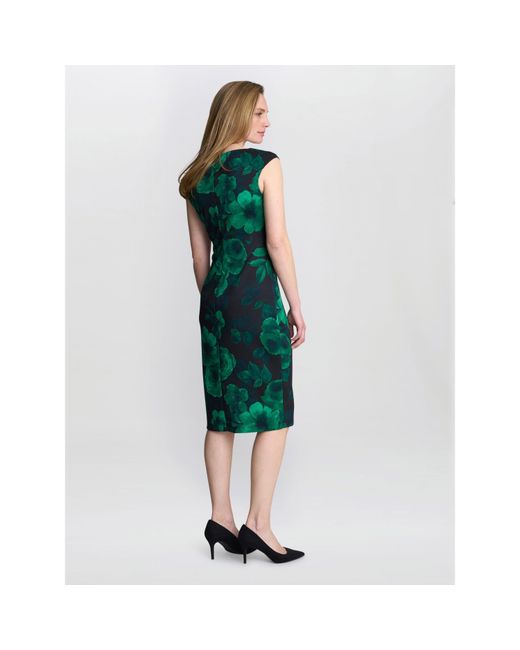Gina Bacconi Green Candice Floral Cocktail Dress