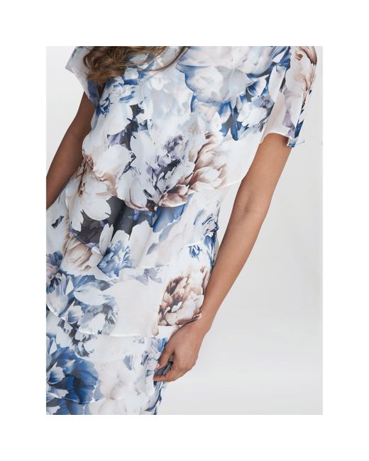 Gina Bacconi Blue Jocelyn Tier Jersey Dress