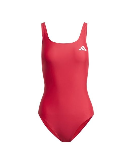 Adidas Red Ess One Piece Swimsuit
