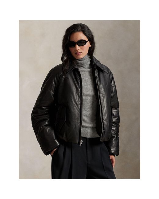 Polo Ralph Lauren Black Bomber Leather Jacket